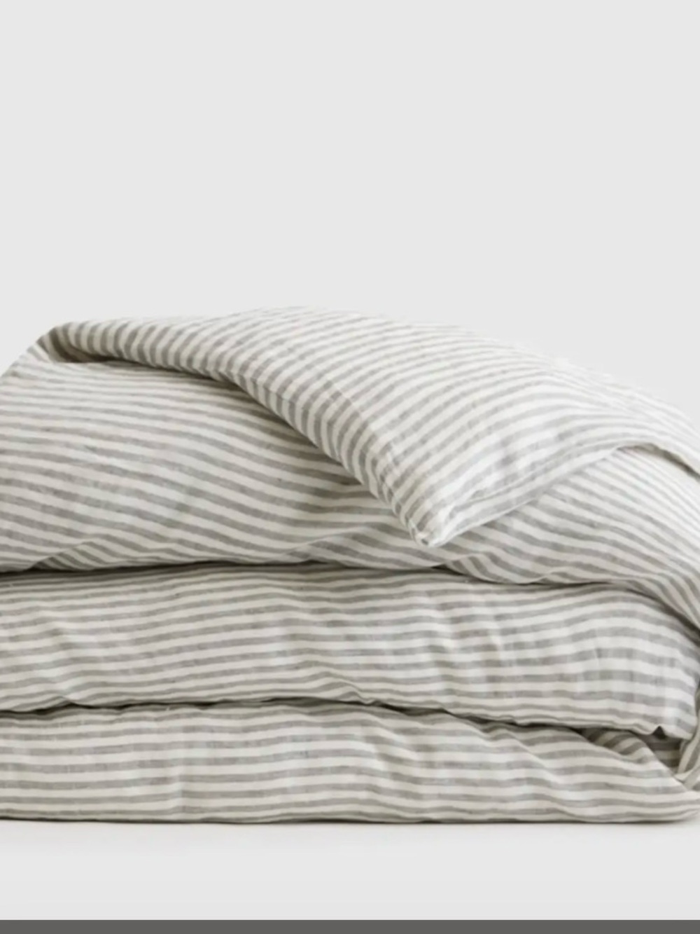 QUINCE NWOT European Linen Duvet Cover Full/Queen Grey White Stripe